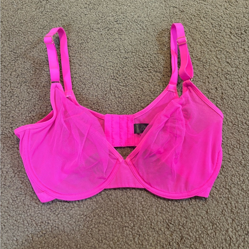 Sexy Pink Mesh See Through Lingerie Bra